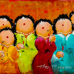 Dikke dames Schilderij Colorful Life