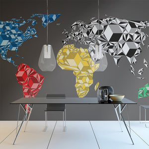 Fotobehang - Map of the World - colorful solids