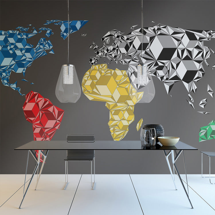 Fotobehang - Map of the World - colorful solids