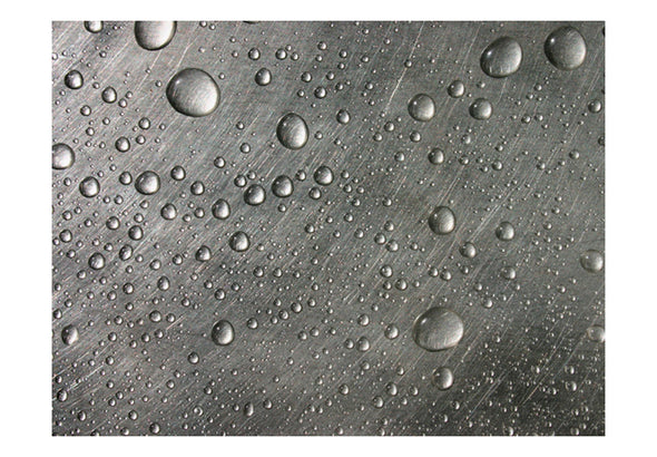 Fotobehang - Stalen oppervlak met water druppels