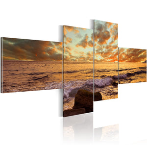 Foto schilderij - Zonsondergang aan zee