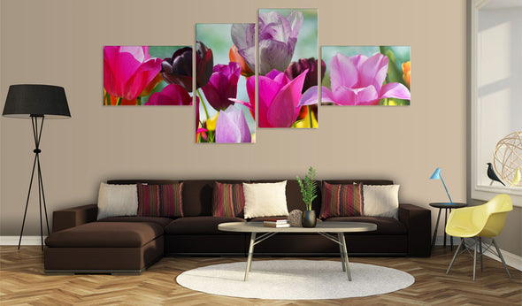 Foto schilderij - Betovering van roze tulpen