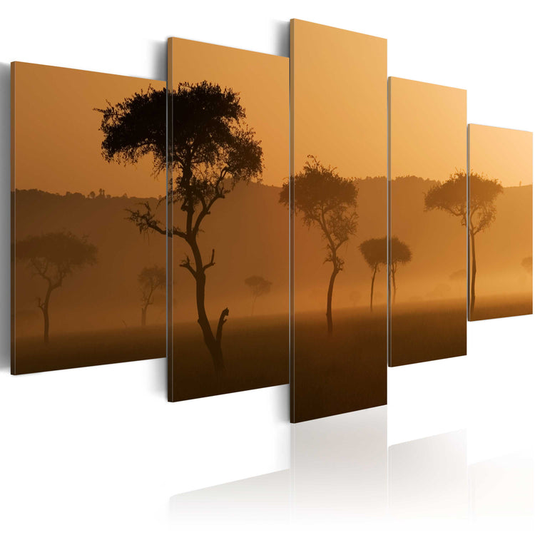Foto schilderij - Fog over a savannah