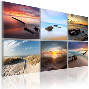 Foto schilderij - The charm of the coast at different times of the day