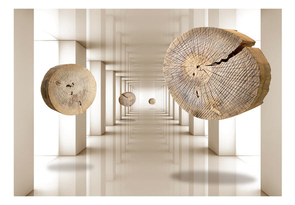 Fotobehang - Flying Discs of Wood