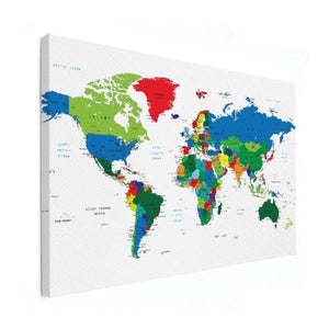 Wereldkaart op canvas - Alle landen