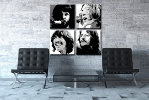 Popart schilderij Beatles 4 delig 2