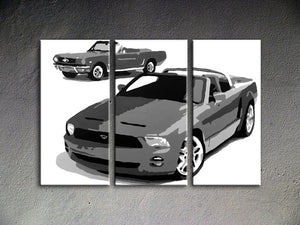 Popart schilderij Ford Mustang 3 delig