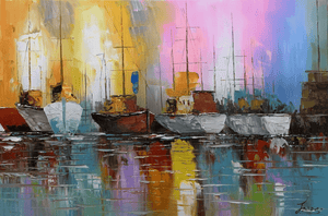 Olieverf schilderij Harbor 120 x 80 cm