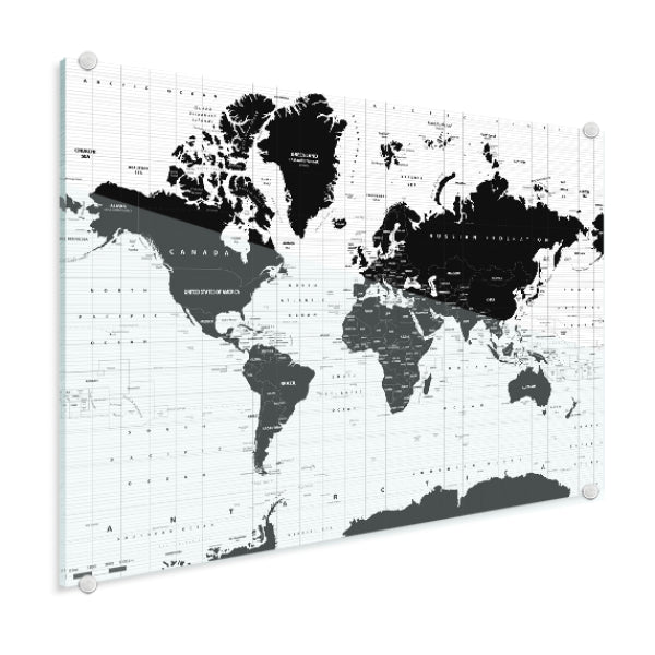 Wereldkaart op plexiglas - Informatief