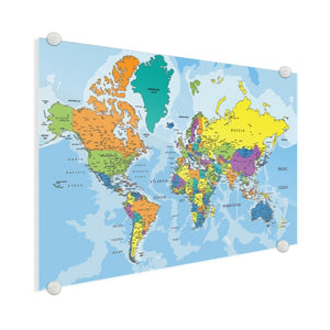 Wereldkaart op plexiglas - Kleuren