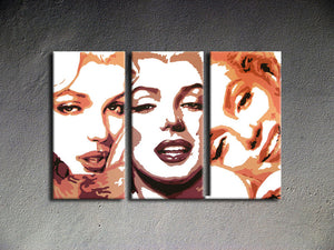 Popart schilderij Marilyn Monroe 3 delig 1