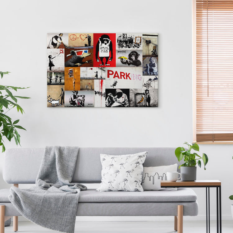 Schilderij - Banksy - collage (Canvas)