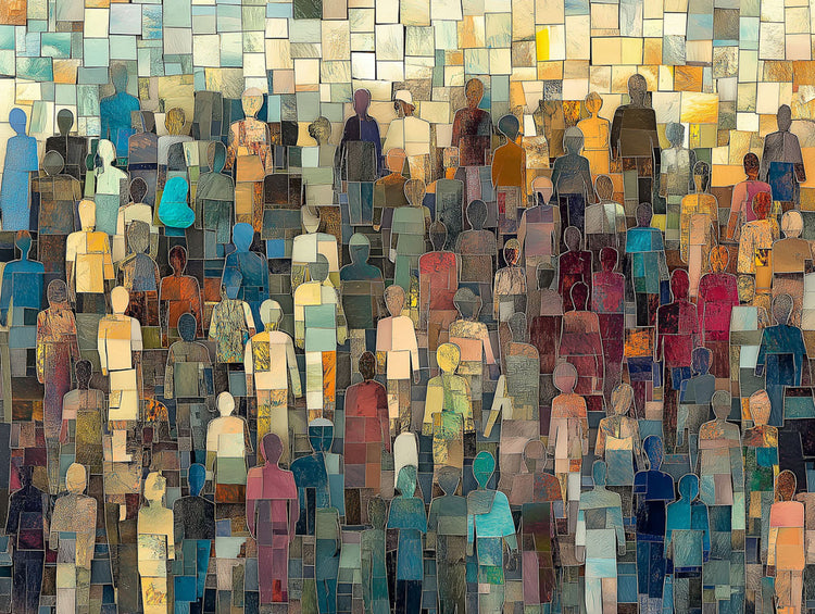 Schilderij 120x80 Mensenmassa (Glas)