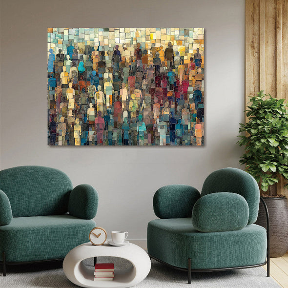 Schilderij 120x80 Mensenmassa (Glas)