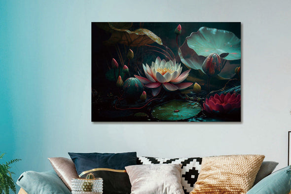 Schilderij met 3D reliëf 120x80 Waterplanten (Glas)