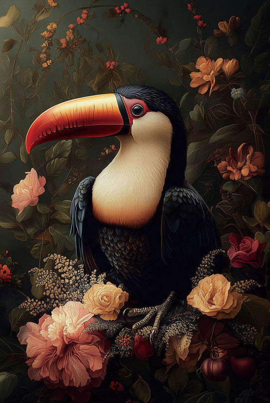 Schilderij 80x120 Toekan links (Glas)