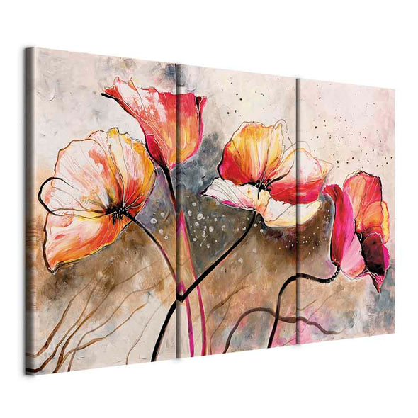Schilderij - Poppies lashed by the wind (Canvas)