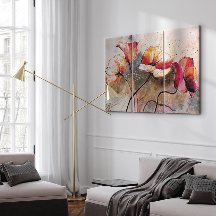 Schilderij - Poppies lashed by the wind (Canvas)