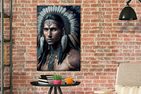 Schilderij 80x120 Indiaan man (Glas)