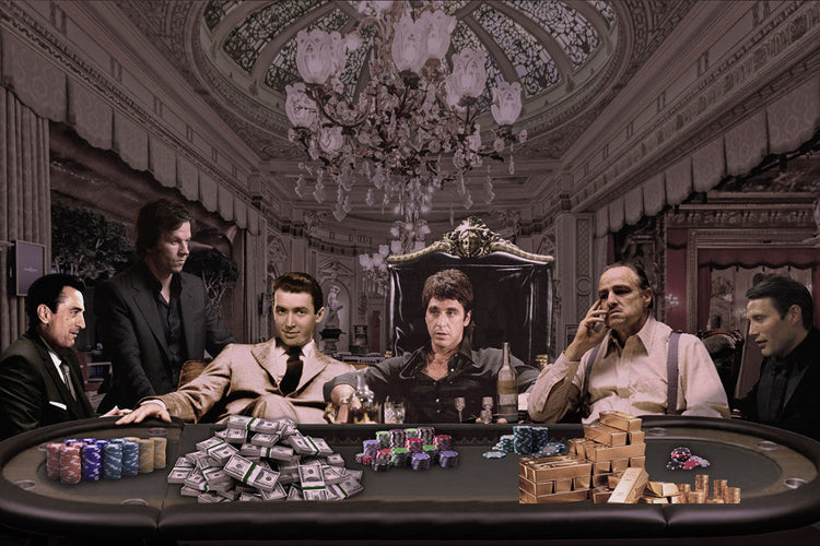 Schilderij 160x110 Mafia casino zwart/wit (Glas)