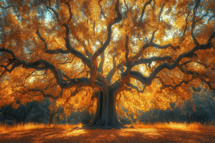 Schilderij 120x80 Boom in de herfst (Glas)