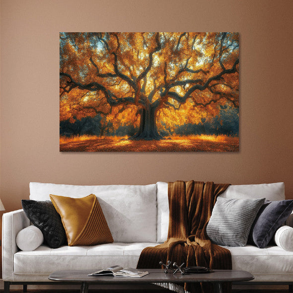 Schilderij 120x80 Boom in de herfst (Glas)