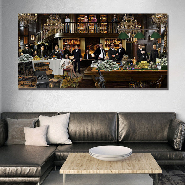 Schilderij 160x80 Mafia in de bar (Glas)