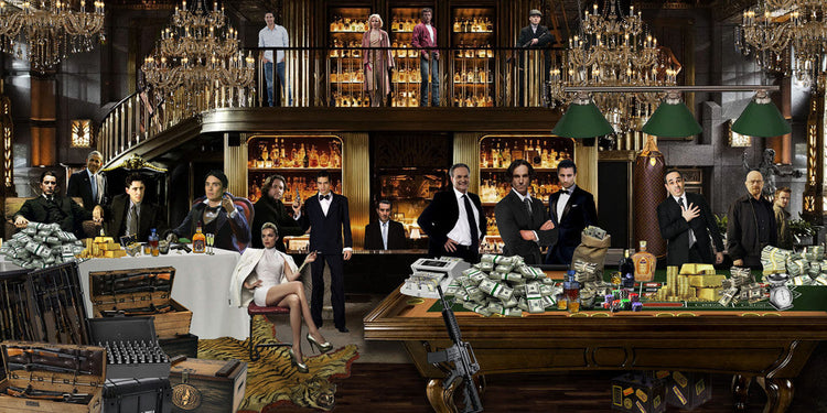 Schilderij 160x80 Mafia in de bar (Glas)