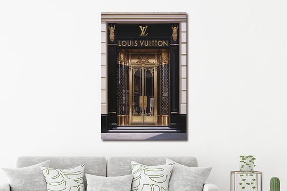 Schilderij 80x120 Gouden Winkeldeur (Glas)