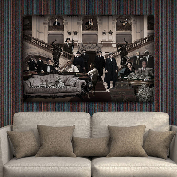 Schilderij 160x110 Mafia zwart/wit (Glas)