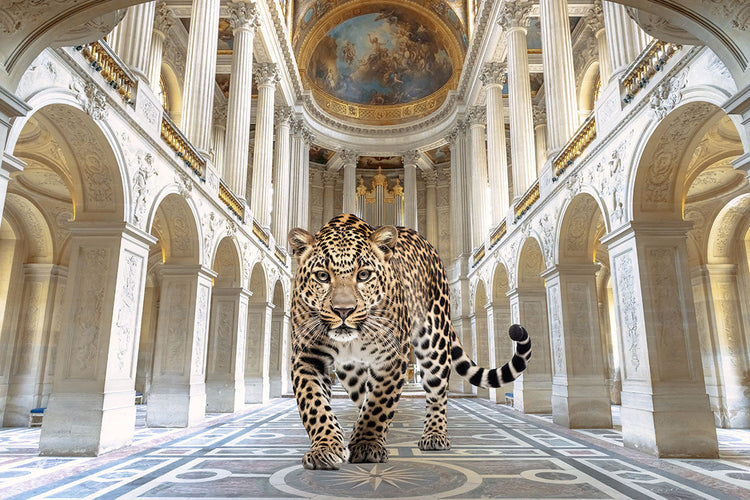 Schilderij 120x80 Panter in paleis (Glas)