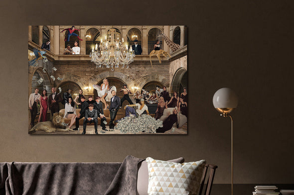 Schilderij 120x80 Maffia in casino (Glas)