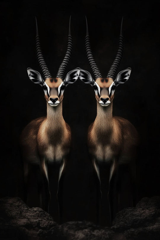 Schilderij 80x120 Twee gazelles (Glas)