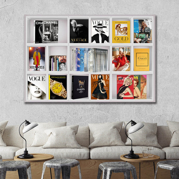 Schilderij met 3D reliëf 120x80 Merken boekenkast 1 (Glas)