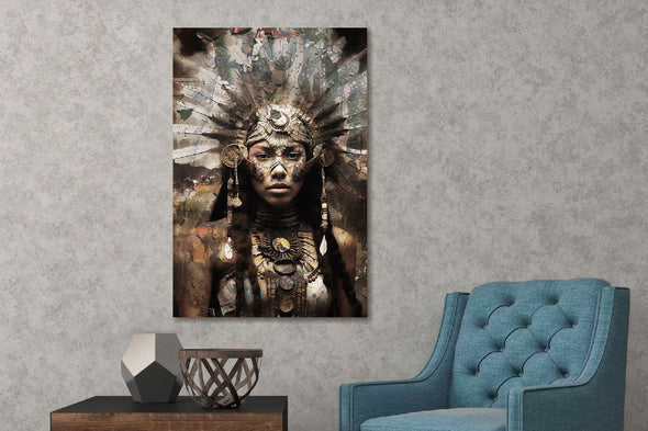 Schilderij 80x120 Indiaan geverfd (Glas)