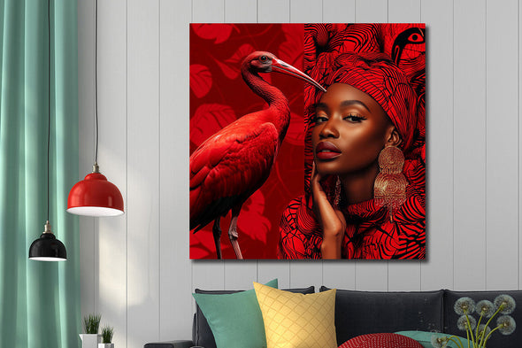 Schilderij 80x80 Red Ibis (Glas)