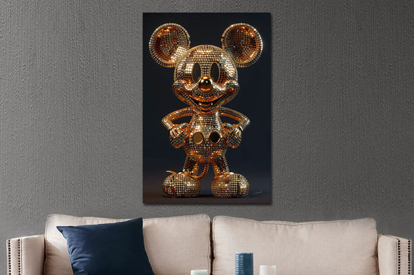 Schilderij 80x120 Gouden muis (Glas)