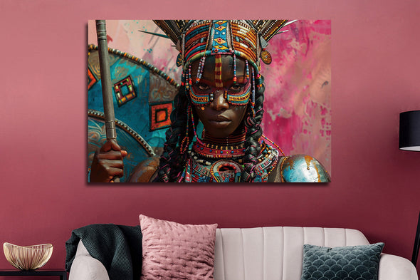 Schilderij met 3D reliëf 120x80 Afrikaanse vrouw (Glas)