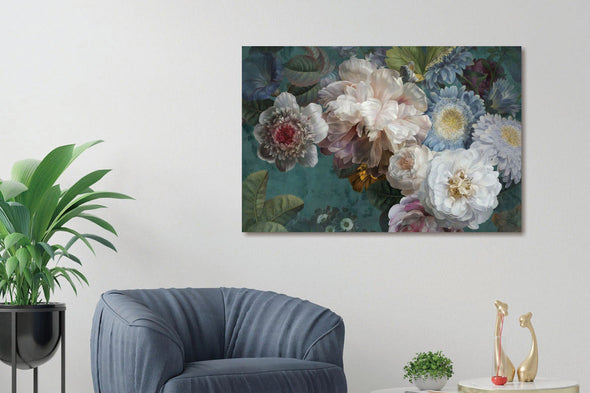Schilderij met 3D reliëf 120x80 Getekende bloemen (Glas)