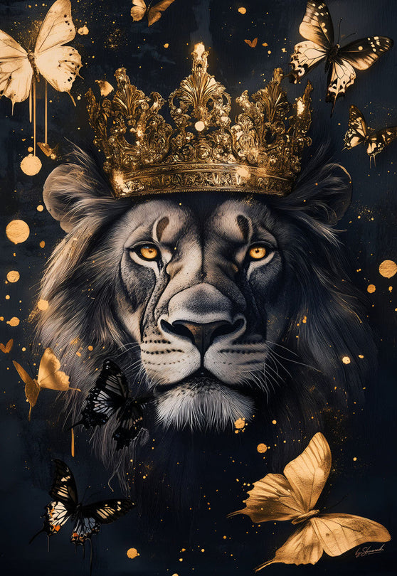 Schilderij 110x160 Leeuw met kroon (Glas)