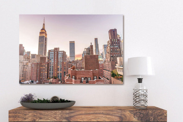 Schilderij 120x80 Empire state building en omgeving (Glas)