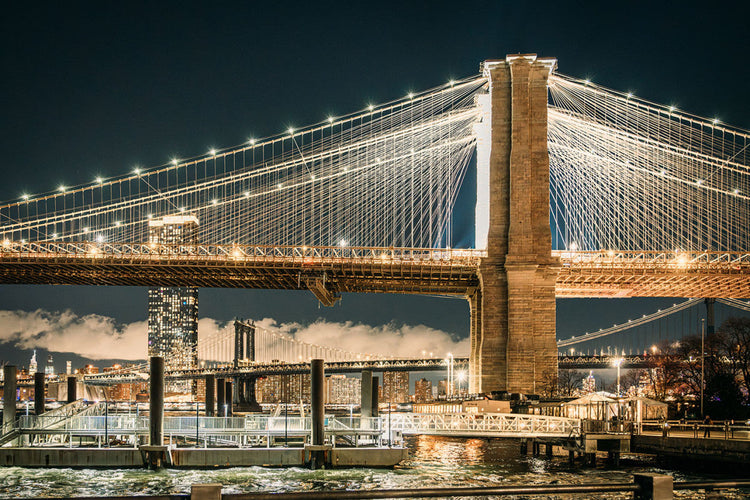 Schilderij met 3D reliëf 120x80 Brooklyn Bridge (Glas)