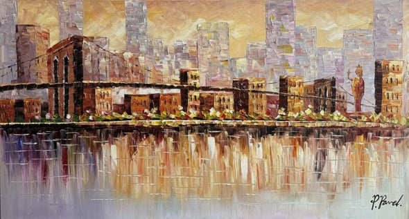 Schilderij - Skyline 130x70 (Olieverf)