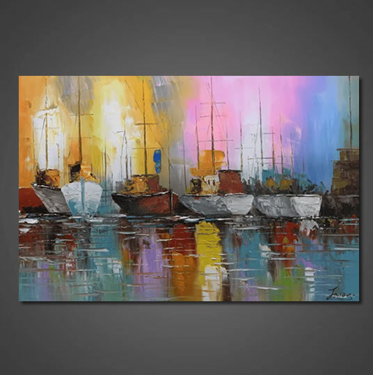 Schilderij Harbor 120x80 (Olieverf)