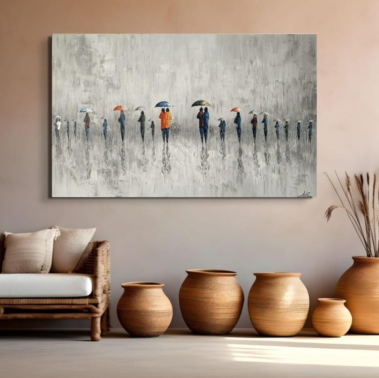 Schilderij - Walking in the Rain II 160x100 (Olieverf)