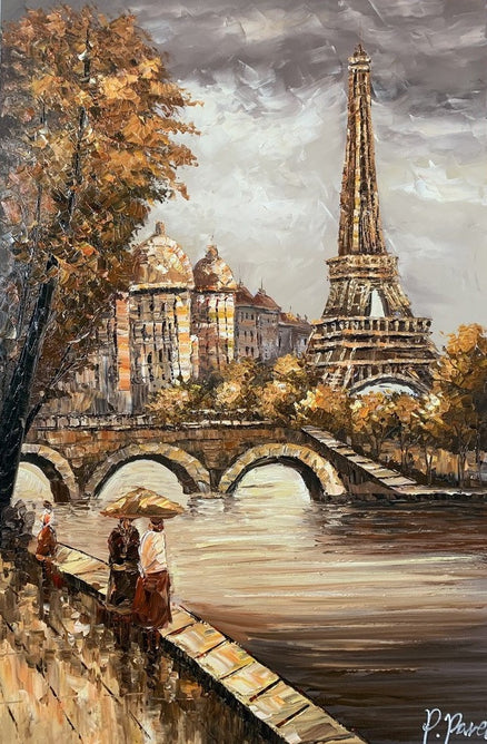Schilderij - Eiffel of Paris 120x80 (Olieverf)