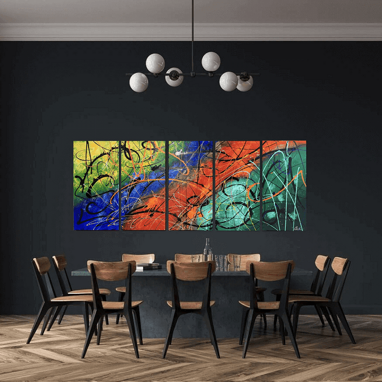 Schilderij - A Colorful Adventure 250x100 (Olieverf)