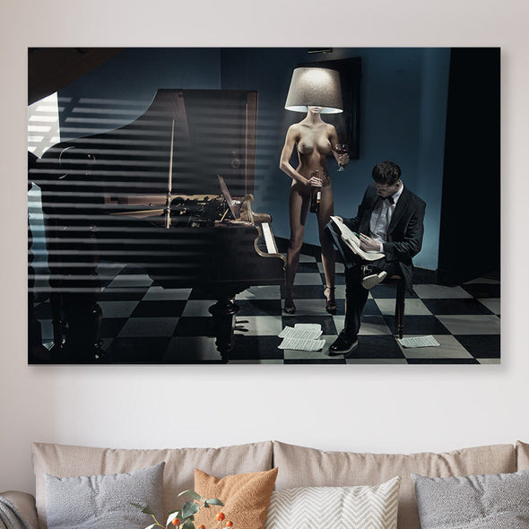 Schilderij Reading in light (Dibond /  Plexiglas)