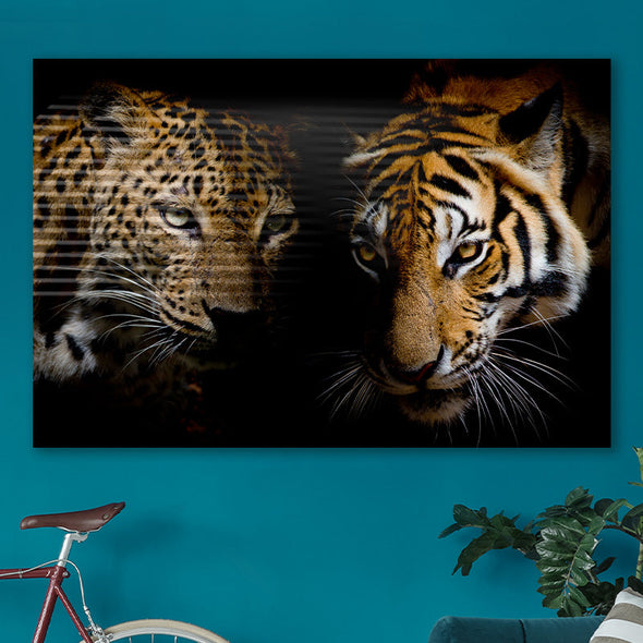 Schilderij Luipaard en Tijger (Dibond /  Plexiglas)